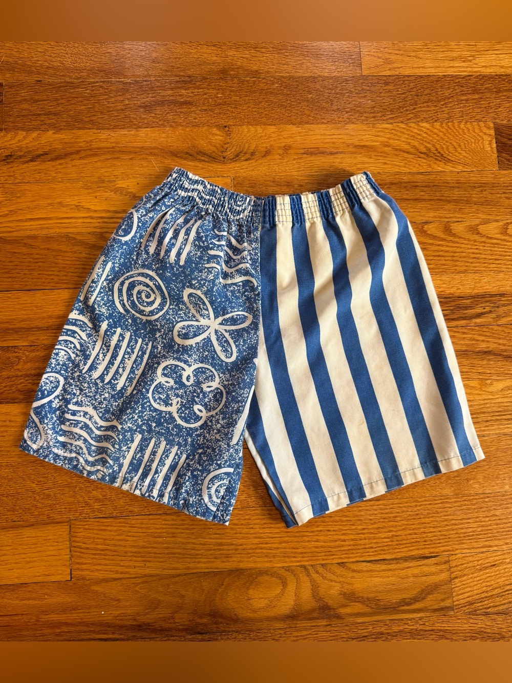 Jog Togs Vintage Boys Shorts Striped Hawaiian Print Medium 5/6 Retro 80s 90s